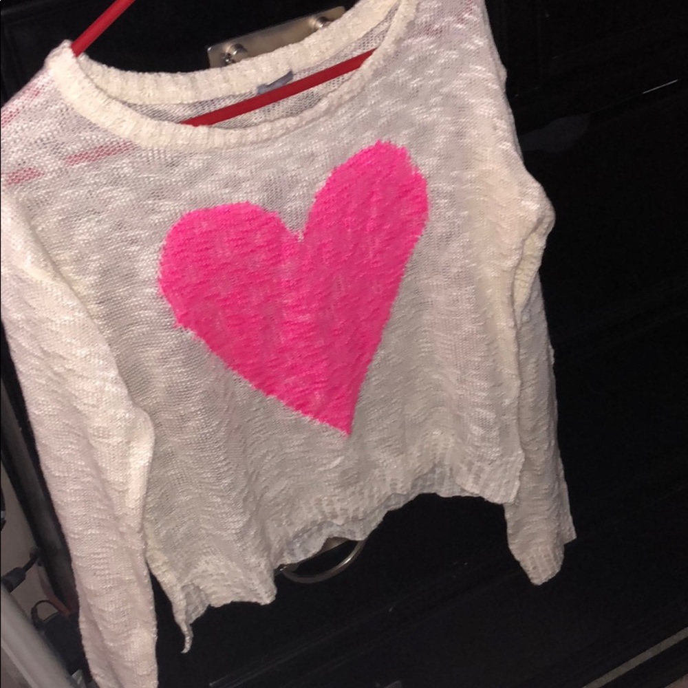 Hot pink heart sweater 💕